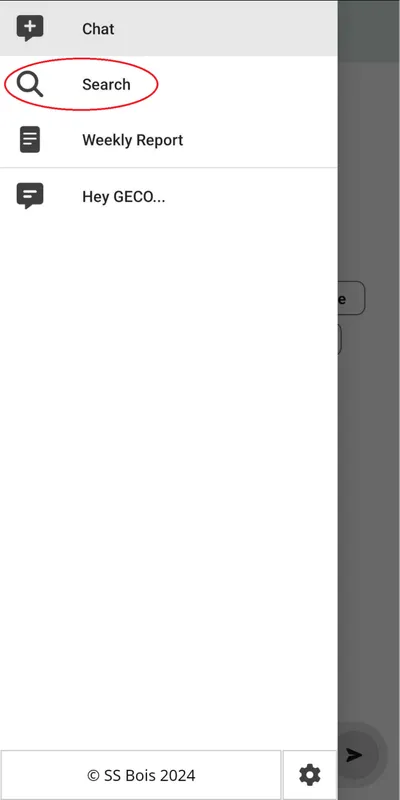 Encircled search navigation item